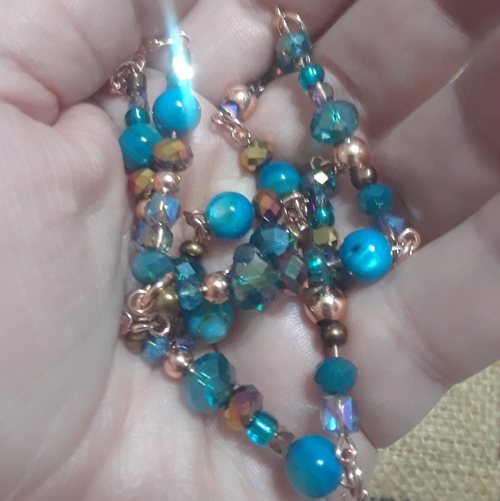 Crystal Glass and River Shell Necklace